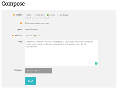 sending an sms to an entire child care center at once